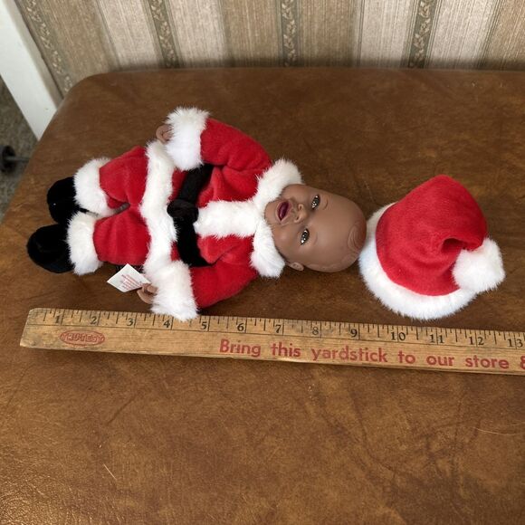 Vintage 1999 Anne Geddes African black Baby Santa Claus Doll Unimax 9" Christmas - Picture 15 of 15
